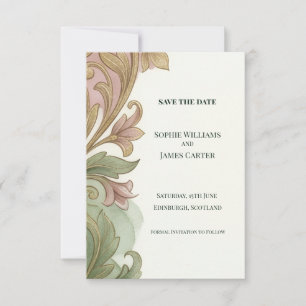 Blush Gold Art Nouveau Save The Date Card
