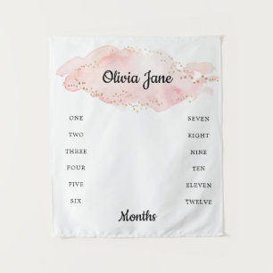Blush Gold Baby Milestone Photo Blanket Tapestry