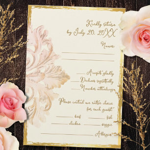 Blush Gold Baroque Vintage Elegance RSVP Card