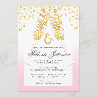 Blush Gold Bridal Brunch and Bubbly Invitation