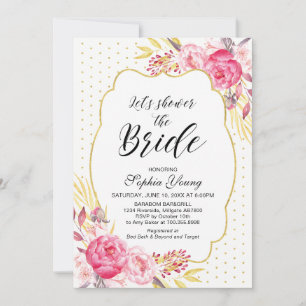 Blush & Gold Bridal Shower Tea Party Invitation