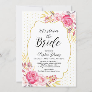 Blush & Gold Bridal Shower Tea Party Invitation