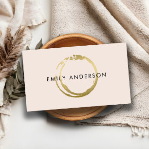 BLUSH GOLD BRUSH STROKE STAIN CIRCLE MARK LOGO BUSINESS CARD