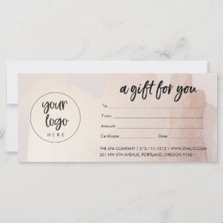 Blush Gold Business Gift Certificate With Logo