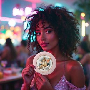 Blush & Gold Camp Bride Personalised Bachelorette 6 Cm Round Badge