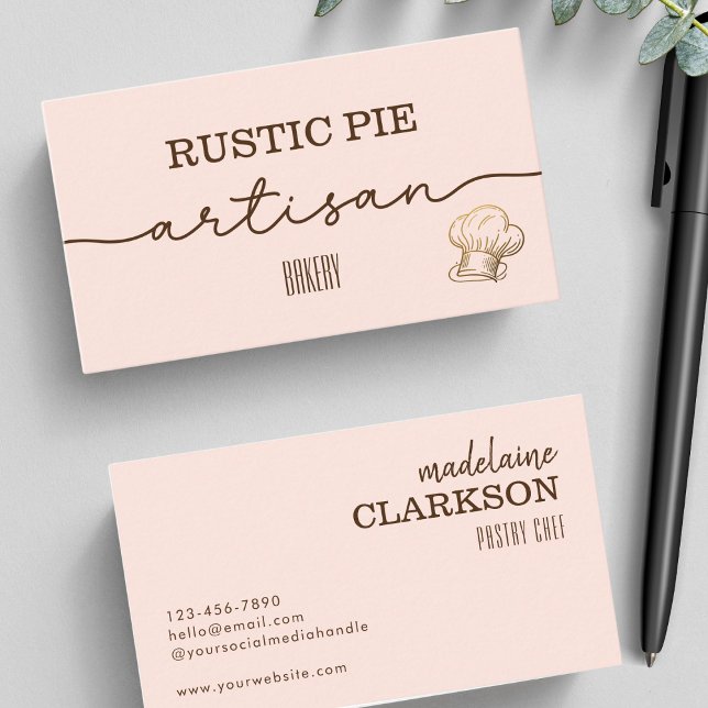 Blush Gold Chef Hat Bakery  Business Card (Creator Uploaded)