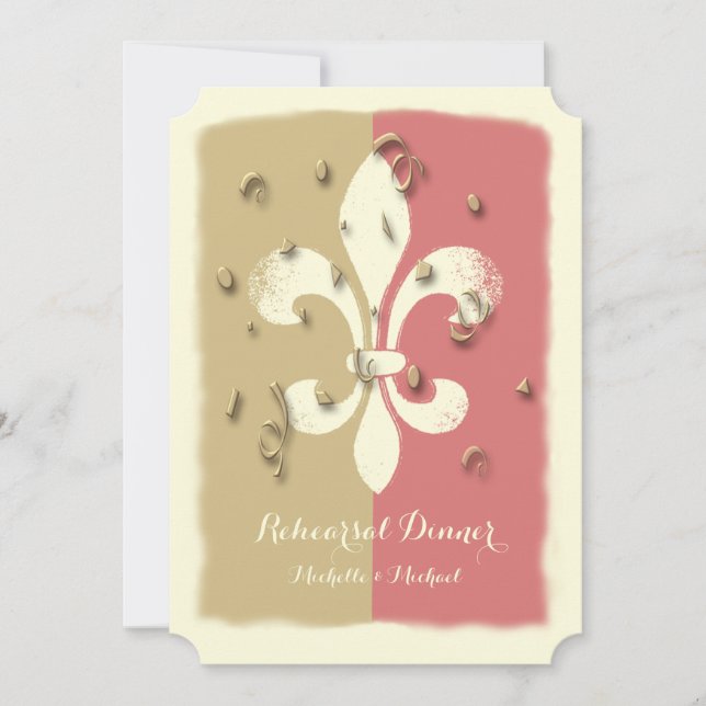 Blush Gold Confetti Fleur de Lis event Invitation (Front)