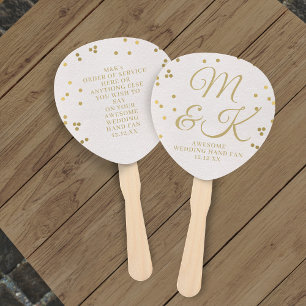 Blush Gold Confetti Wedding Program Hand Fan