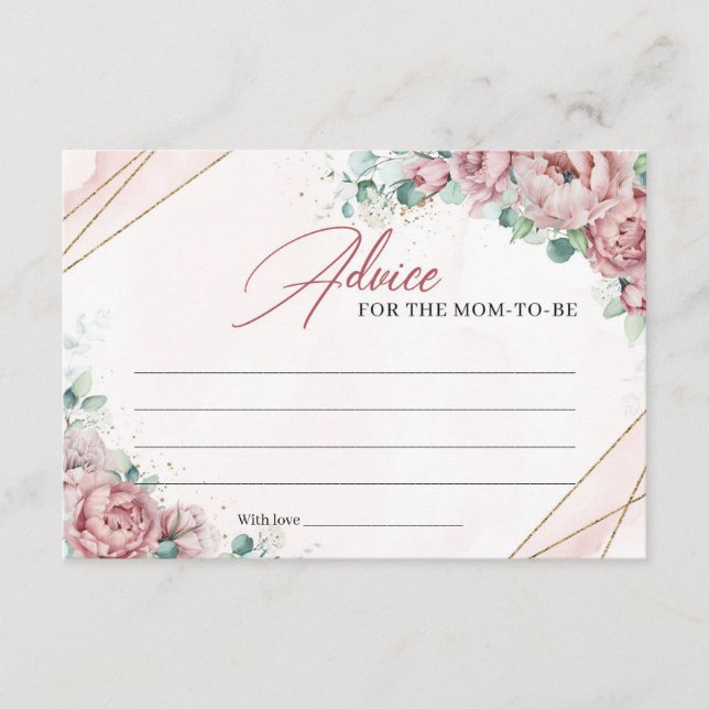 Blush gold eucalyptus Advice for the mum-to-be Enclosure Card (Front)