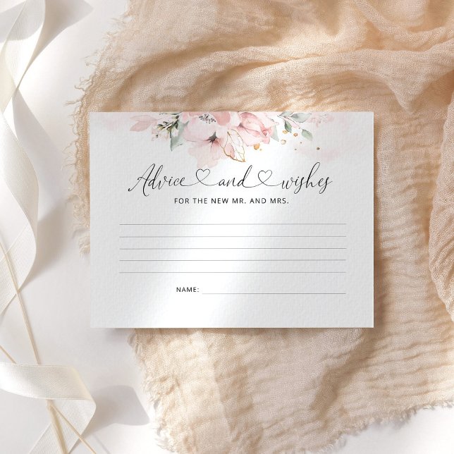 Blush gold floral advice and wishes card  (Creator Uploaded)