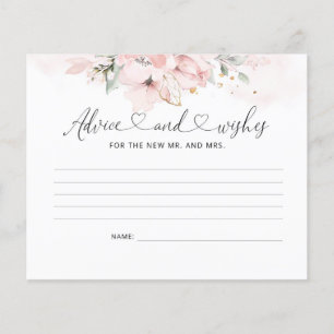 Blush gold floral advice and wishes card. flyer