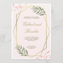Blush Gold Floral Bordered Geometric Wedding