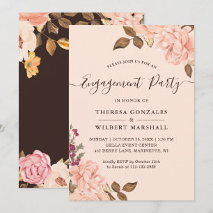 Blush Gold Floral Engagement Party Invitation