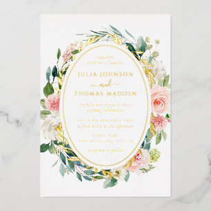 Blush Gold Floral Foliage Wedding