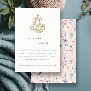 Blush Gold Floral Ganesh Indian Wedding Details Enclosure Card