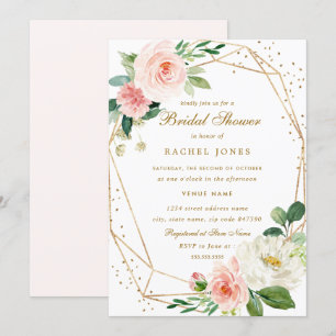 Blush Gold Floral Geometric Bridal Shower Invite