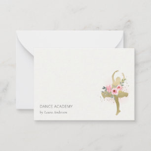 Blush Gold Floral Girl Dancer Dance Academy Logo Card