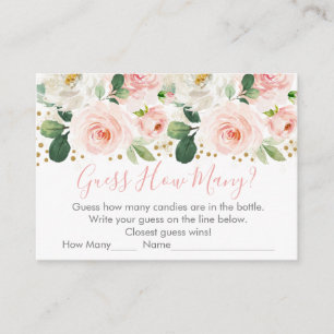Blush & Gold Floral Guess How Many Shower Game Enclosure Card