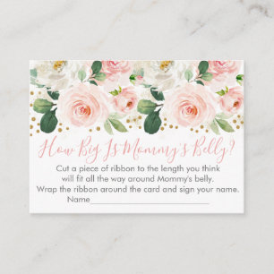 Blush & Gold Floral How Big Is Mummy's Belly Game Enclosure Card