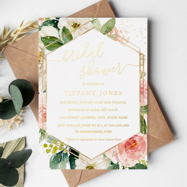 Blush Gold Floral Modern Bridal Shower (Creator Uploaded)