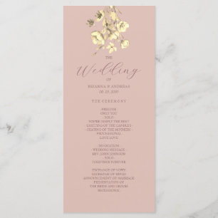 Blush Gold Floral Wedding Program Programme
