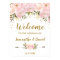 Blush Gold Floral Wedding Welcome Sign Chic
