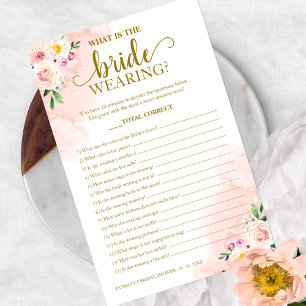 Blush Gold Floral What Is The Bride Wearing Game Flyer