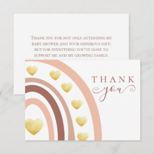 Blush Gold Foil Boho Rainbow Baby Shower Thank You Card