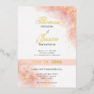 Blush Gold Foil Wedding Invitation Elegant