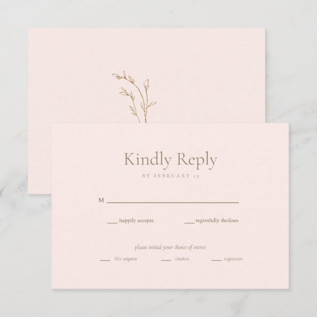 Blush Gold Foliage Wedding Response Card (Front/Back)