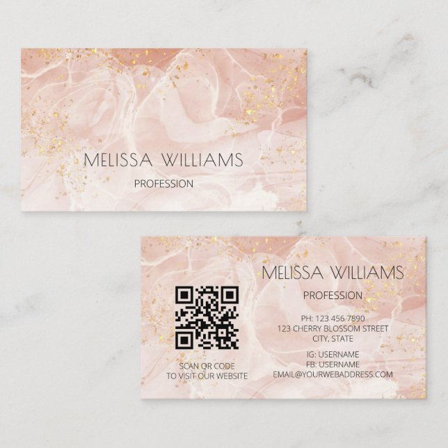 Blush Gold Glitter Business Card (Front/Back)