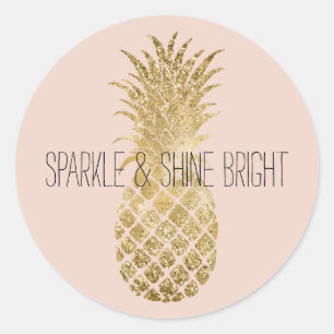 Blush Gold Glitter Glitzy Pineapple Sparkle Classic Round Sticker