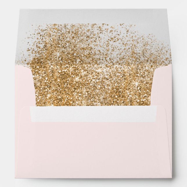 Blush Gold Glitter Sparkle Elegant Wedding Envelope (Back (Bottom))