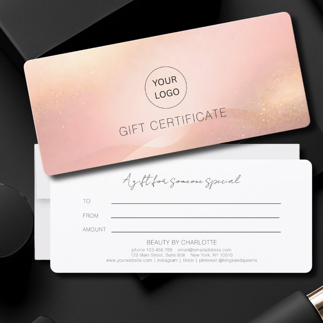 Blush Gold Glow Logo Salon Gift Certificate (Blush Gold Glow Logo Salon Gift Certificate)