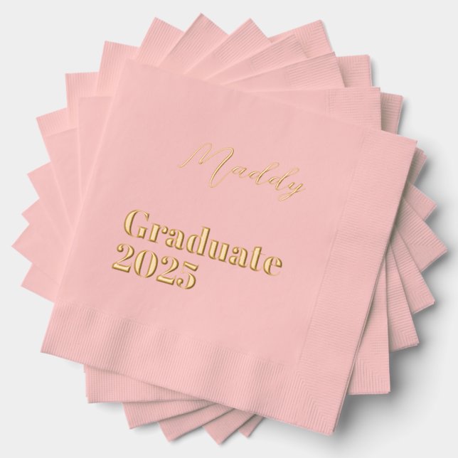 Blush & Gold Graduate 2025 Party Napkins (Insitu (Stacked))