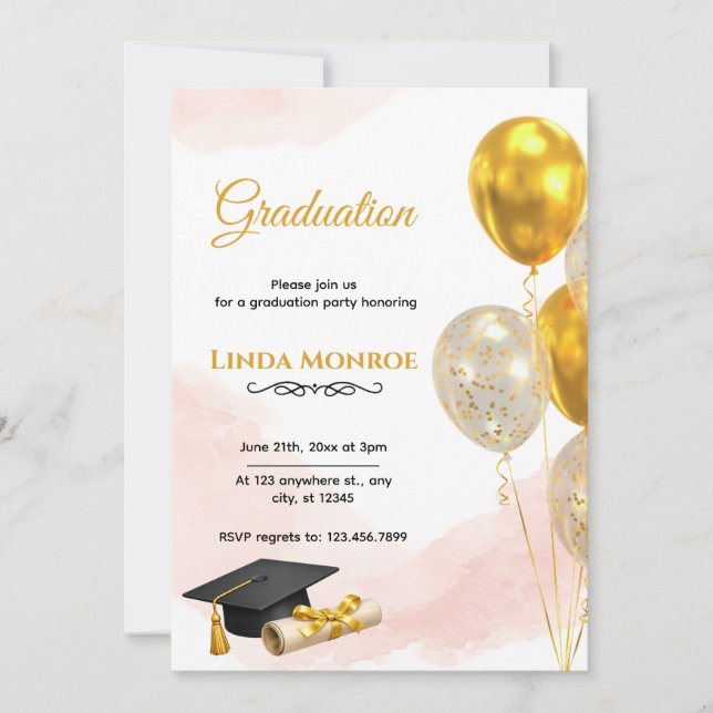 Blush Gold Graduation Party Invitation 2026 (Front)