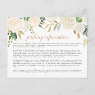 Blush Gold Green Floral Wedding Parking Informatio Postcard