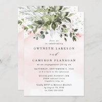 Blush Gold Greenery Dusty Blue Engagement Party