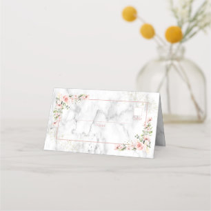 Blush Gold Greenery Dusty Pink Floral Place Card