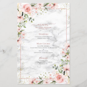 Blush Gold Greenery Dusty Pink Floral Wedding Menu
