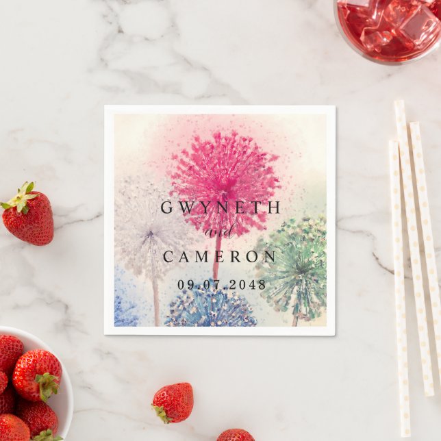 Blush Gold Greenery Succulent Dusty Blue Wedding N Napkin (Insitu)