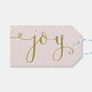 Blush & Gold Joy Script   Holiday Gift Tag