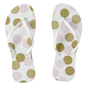 Blush & Gold Large Bokeh Confetti Dots Pattern Flip Flops
