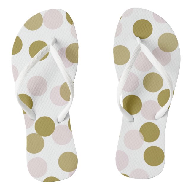 Blush & Gold Large Bokeh Confetti Dots Pattern Flip Flops (Footbed)