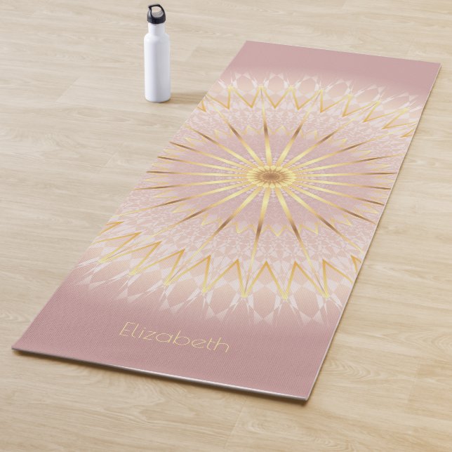 Blush Gold Mandala Your Name Yoga Mat (In Situ)