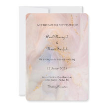 Blush & Gold Marble Wedding Invitation