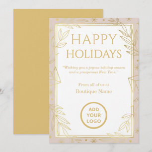 Blush Gold Minimalist Boutique Holiday Card
