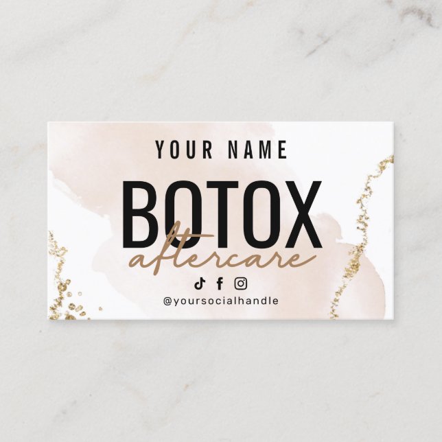Blush Gold Modern Botox Aftercare Guide Business Card (Front)