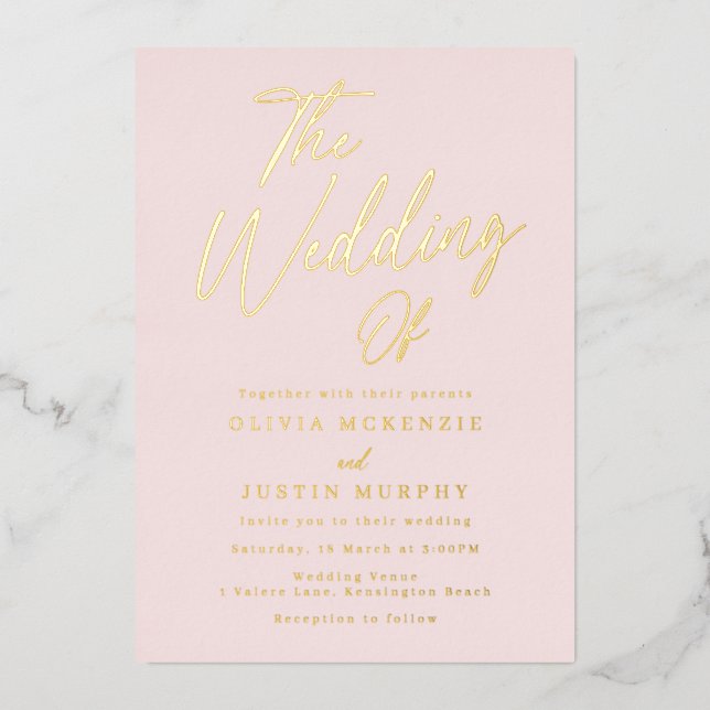 Blush & Gold Modern Wedding Golden (Front)