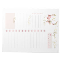Blush & Gold Monogram Daily Planner To Do List